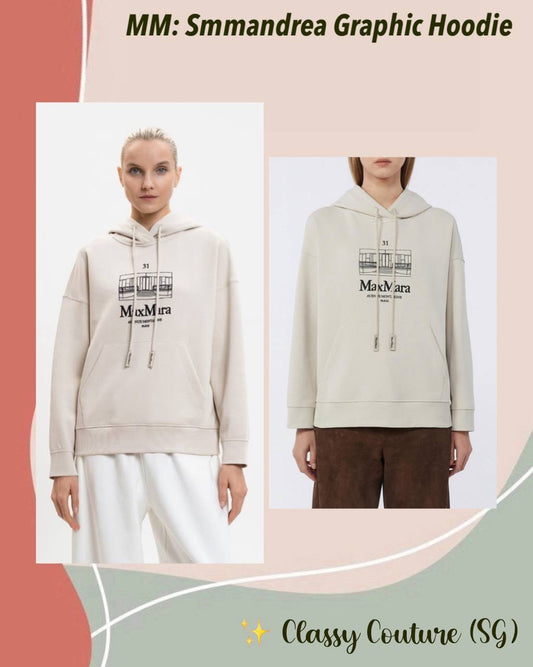 MM Smmandrea Cream Cotton Jersey Graphic Hoodie