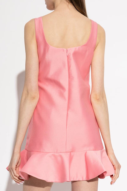 SP Pink Taffeta Ruffle Hem Shift Mini Dress