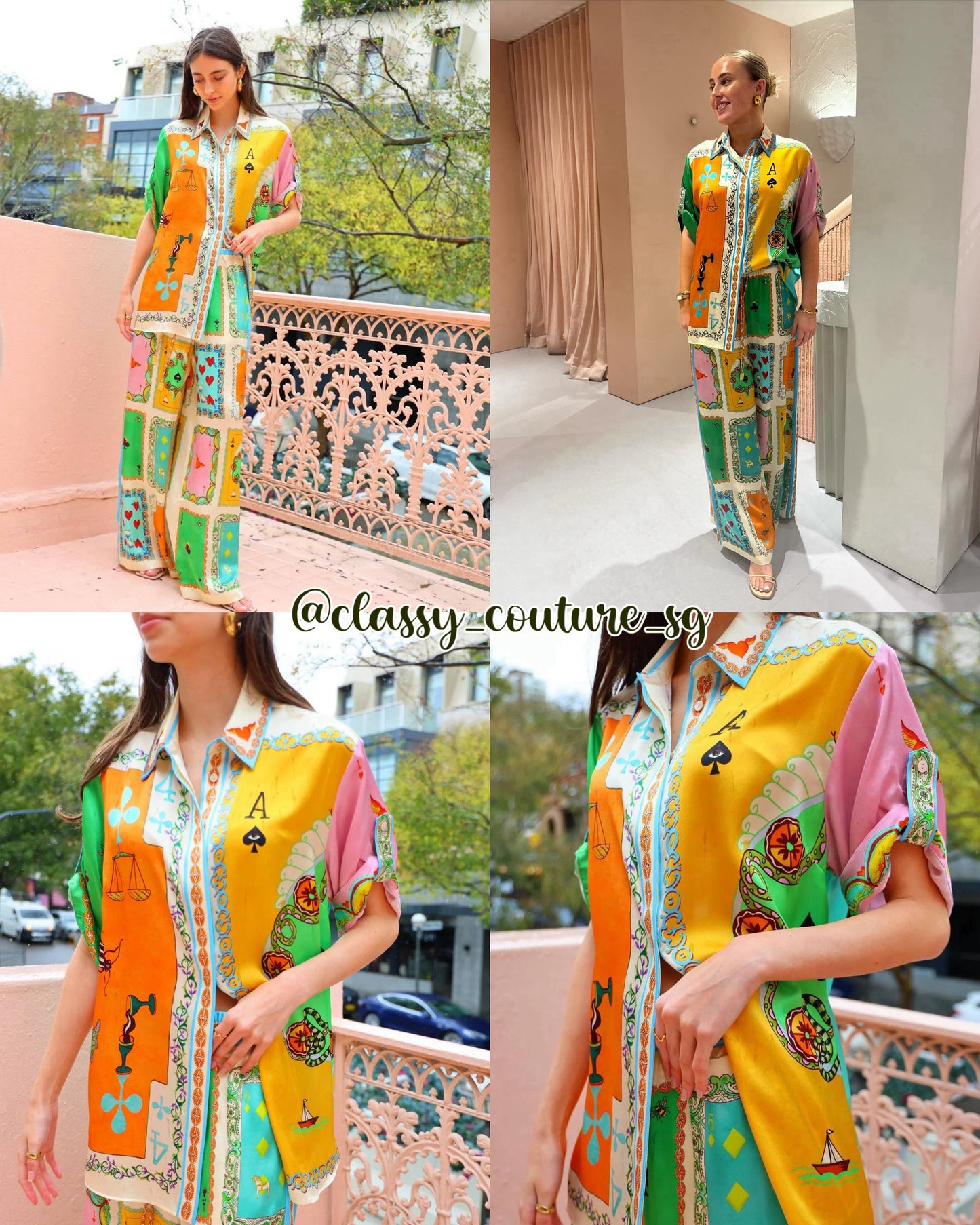 ALM Rummy Silk Satin Shirt | Pants | Set