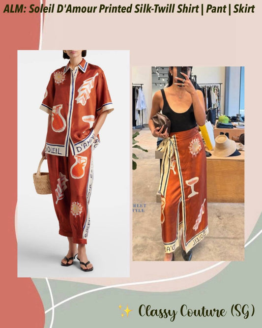 ALM Soleil D'Amour Printed Silk-Twill Shirt | Pant | Skirt | Set