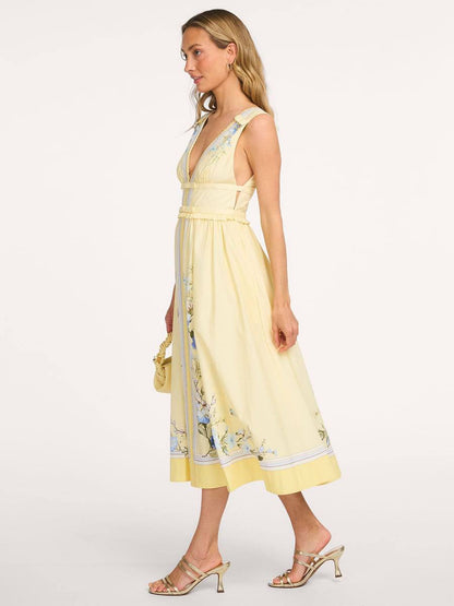 SP Yellow Bow V-neck Dress in Cotton