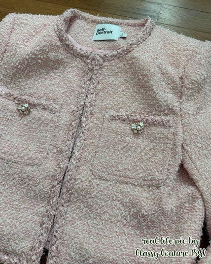 SP Pink Cropped Boucle Tinsel Jacket | Mini Skirt | Set