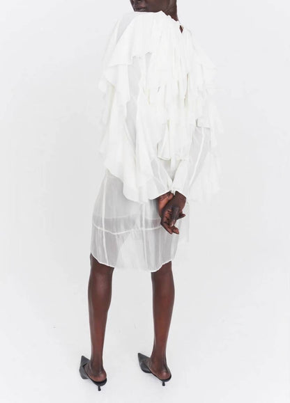TG Sheer Apron Top | Skirt in White