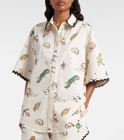 ALM Sea-Themed Printed Cotton Shirt | Shorts