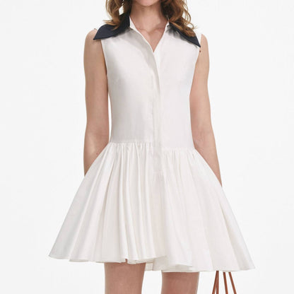 SP White Cotton Contrast Collar Jisoo Mini Dress