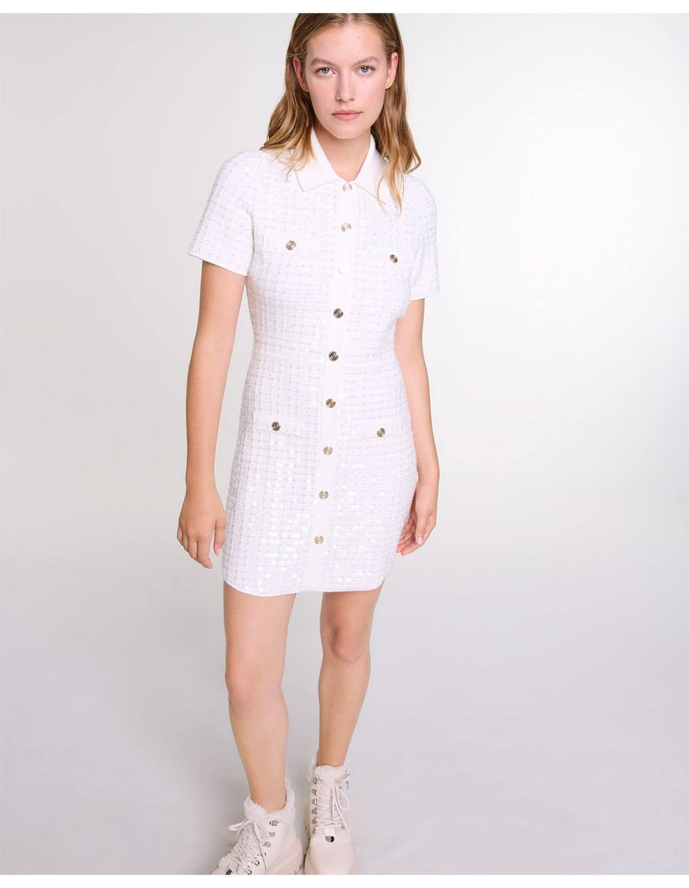 MJ Rirtaly Grid-sequin Mini Dress