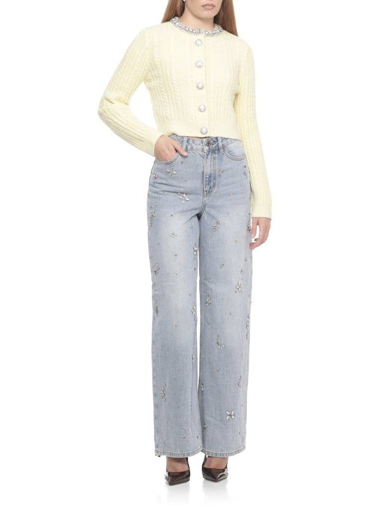SP Embellished High Waist Jeans in Light Blue Wash