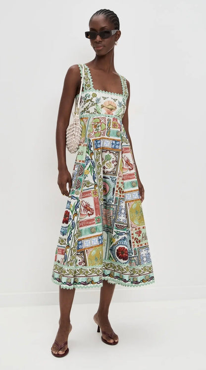 ALM Tommasina Cotton Summer Midi Dress Sundress