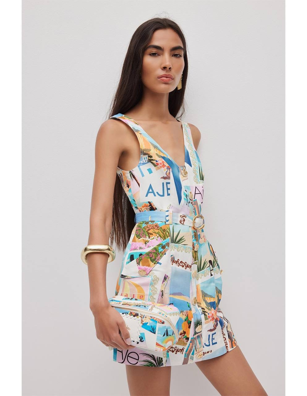 AJ Ambie Linen-blend Mini Dress