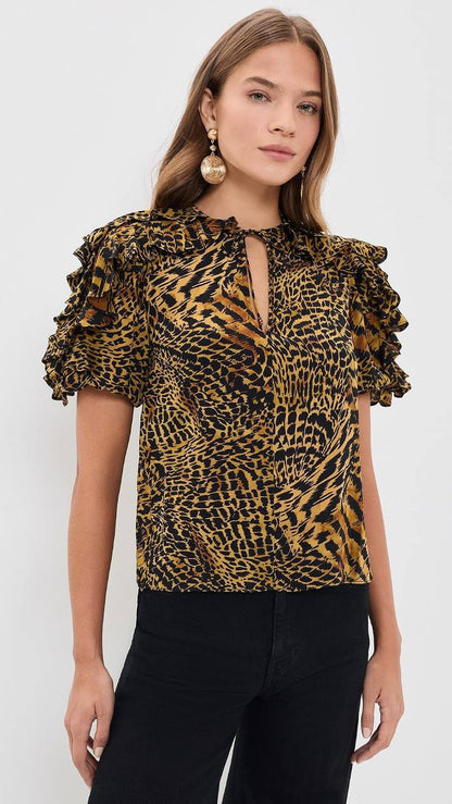 UJ Josephine Short Sleeve Silk Top - Image 12