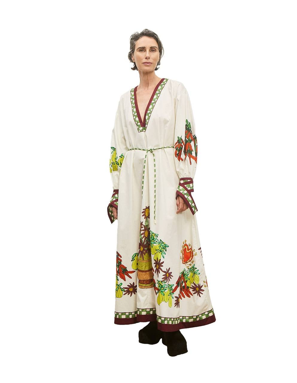 ALM Katerina V Neck Cotton Midi Dress