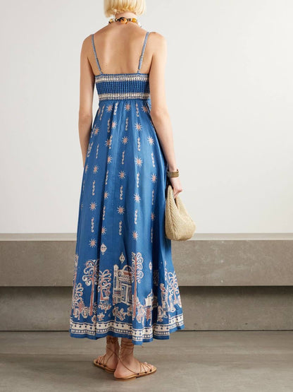 ALM Acacia Printed Linen Midi Dress Sundress