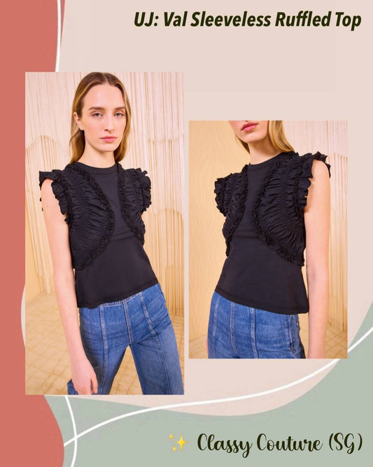 UJ Val Sleeveless Cotton Ruffled Top