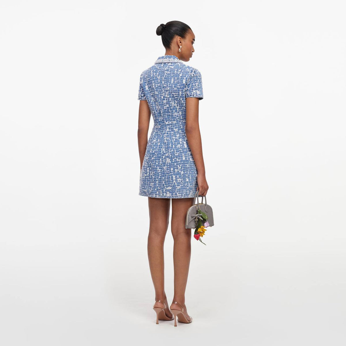 SP Blue Collared Textured Denim Mini Dress