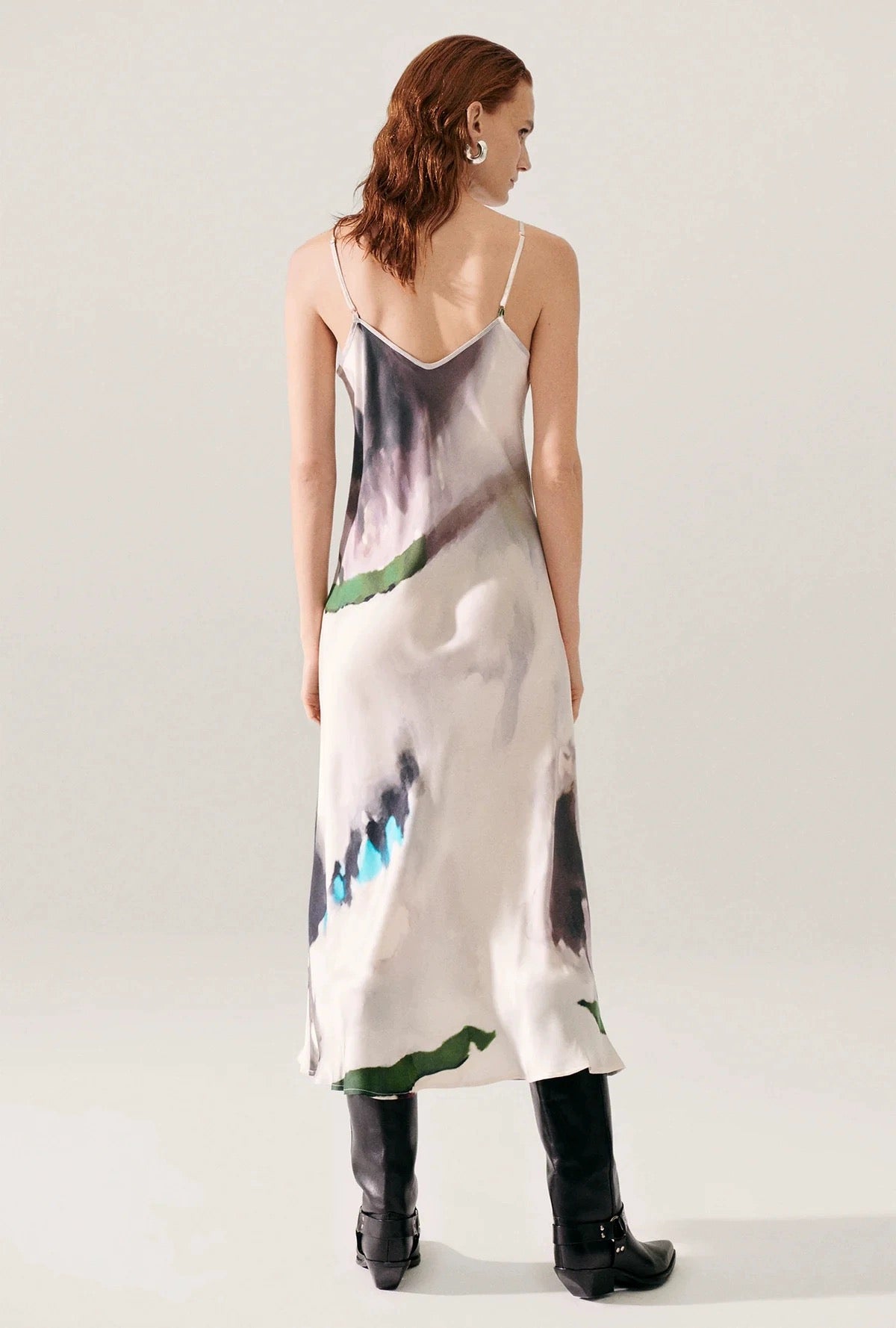 SL 90s Slip Midi Dress in Smoke | Phosphate Silk