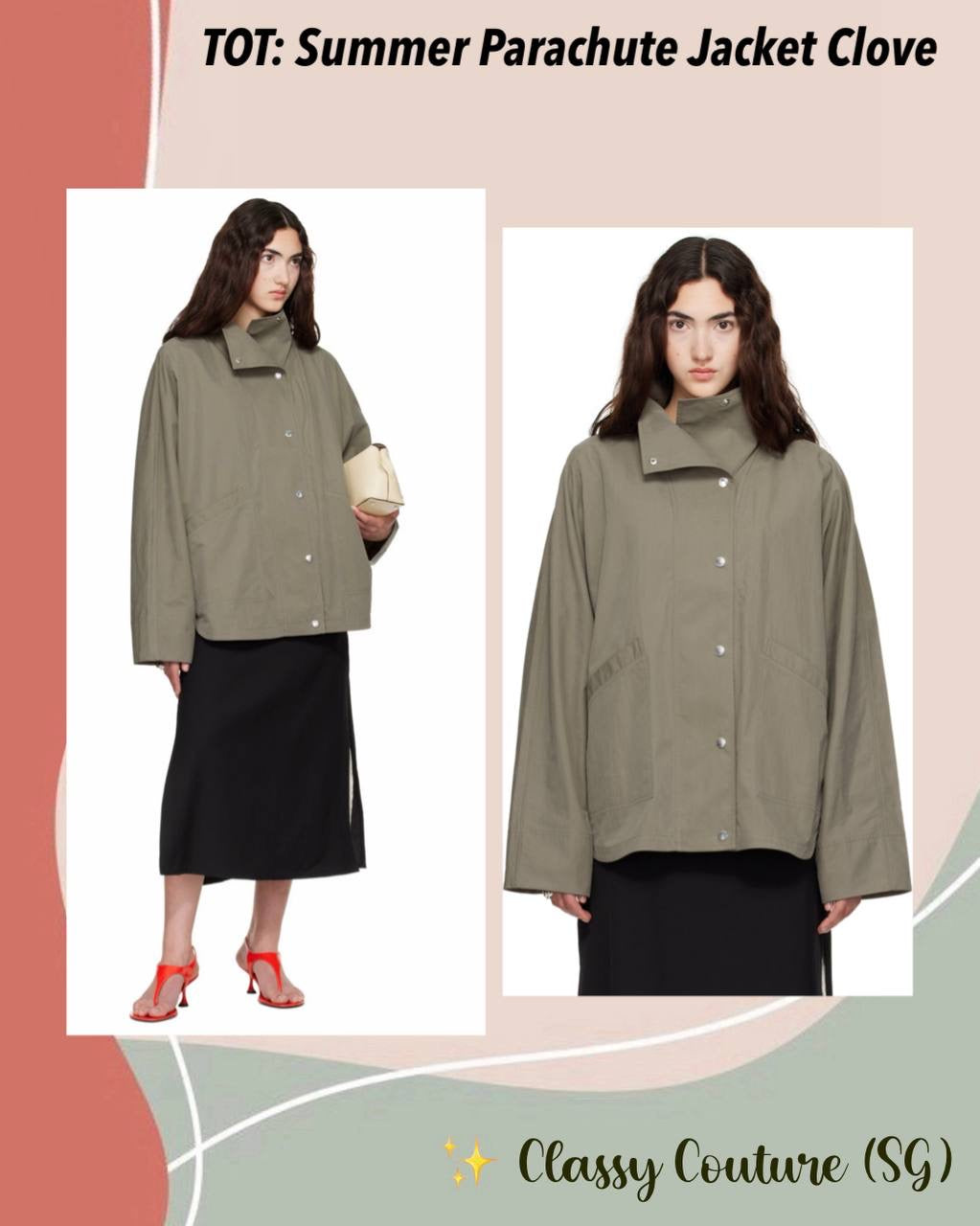 Tot Summer Parachute Cotton-Blend Jacket in Clove Green