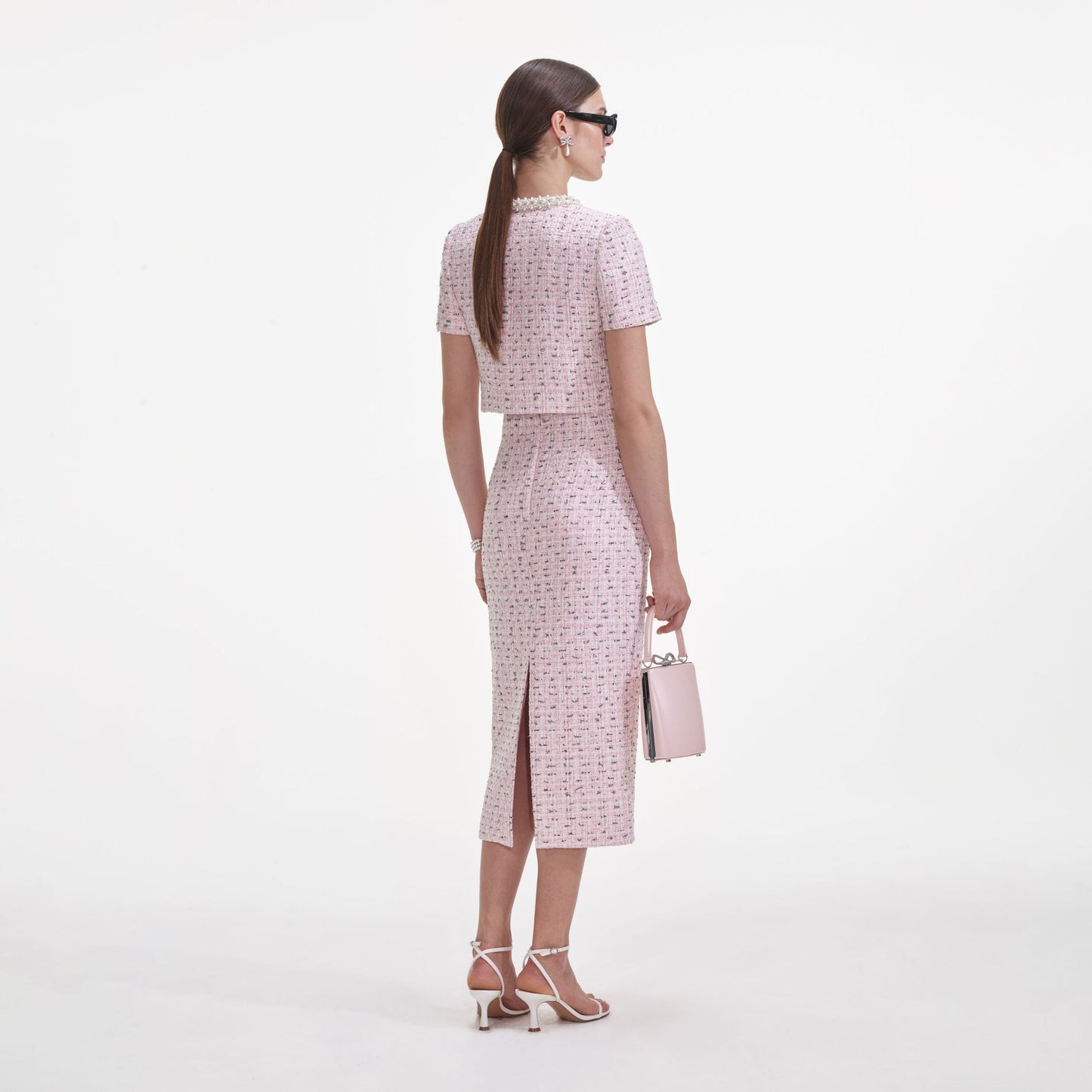 SP Pink Boucle Pearl Crop Top | Midi Skirt | Mini Dress | Set