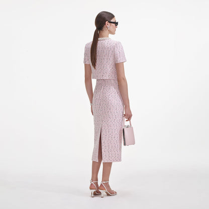 SP Pink Boucle Pearl Crop Top | Midi Skirt | Mini Dress | Set