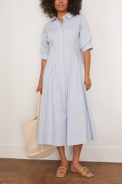 SK Jazz Pintuck Cotton-blend Midi Dress