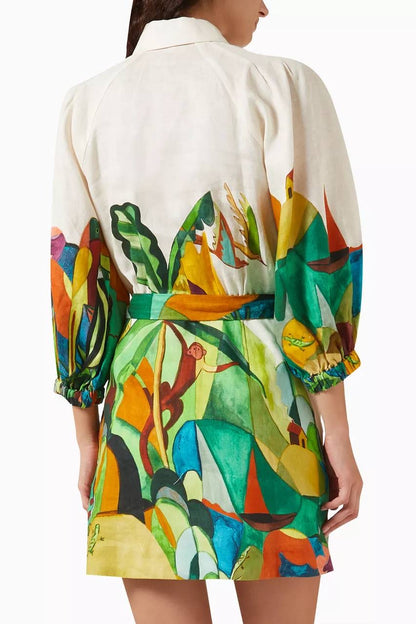ALM Mokshini Linen Mini Dress Shirtdress