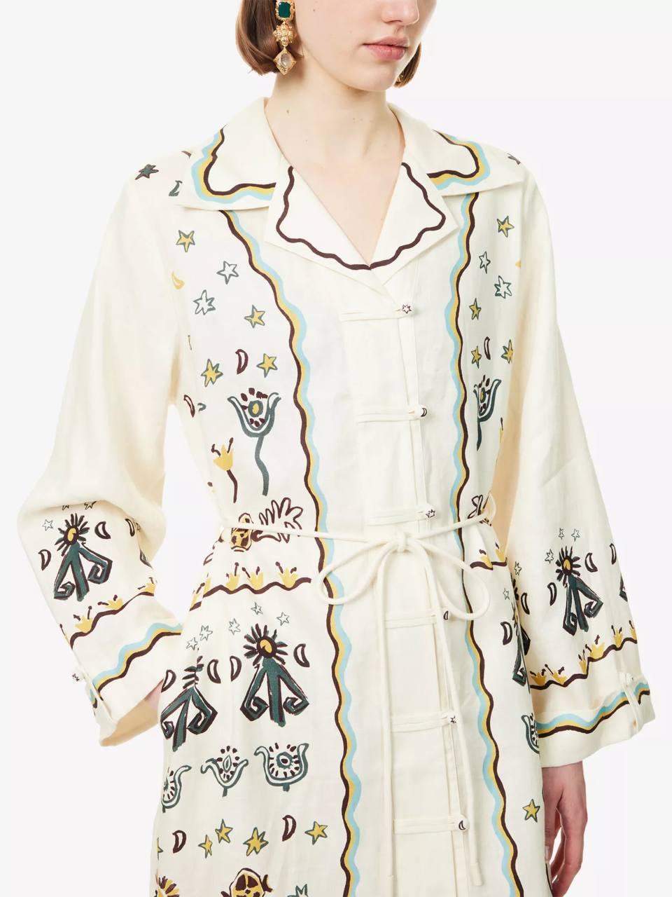 ALM Sun Dancer Linen Shirtdress Midi Dress