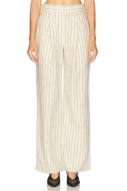 PSE Mackenzie Linen Striped Pleat Trousers Pant