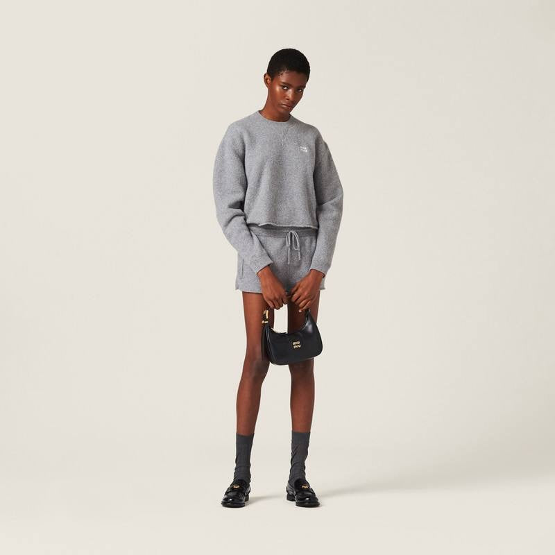 MM Grey Cropped Wool And Cashmere Jumper Sweater