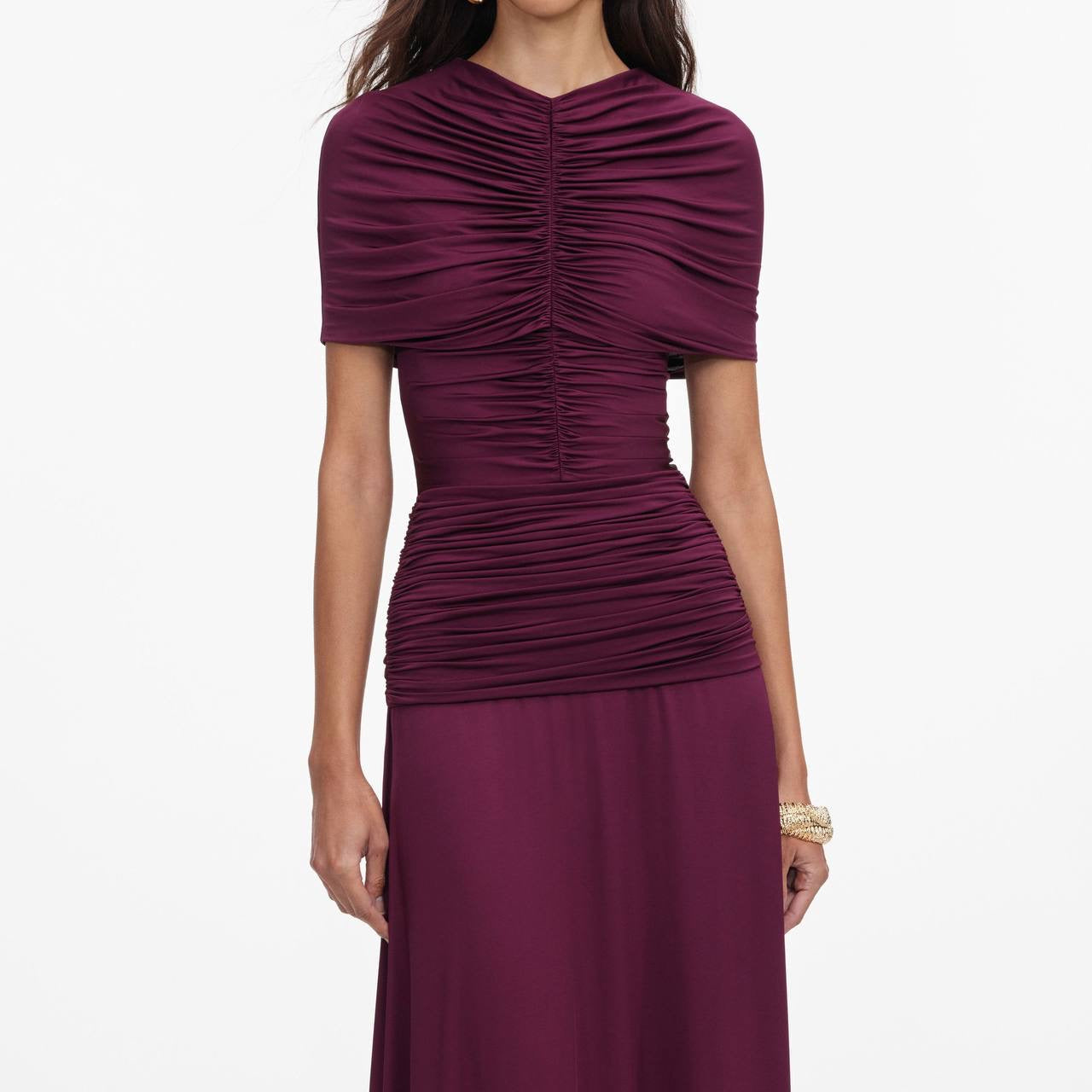 SP Burgundy Jersey Gathered Maxi Dress
