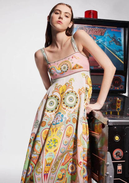 ALM Pinball Linen Midi Sundress Dress