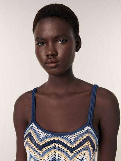 MJ Metallic Crochet-Knit Mizag Sleeveless Top | Rizag Strappy Midi Dress