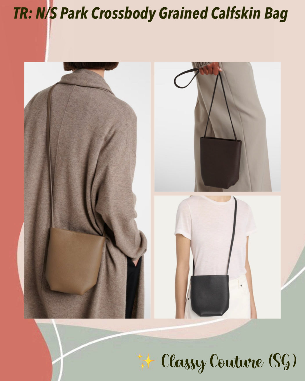 TR N/S Park Crossbody Grained Calfskin Leather Bag