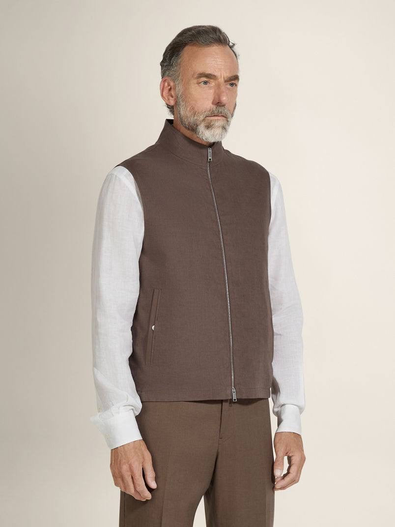 ZN Men’s Slim Fit Oasi Linen-cotton Gilet Vest
