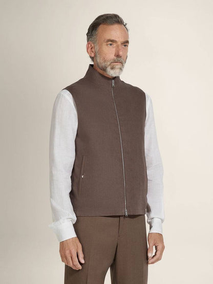 ZN Men’s Slim Fit Oasi Linen-cotton Gilet Vest