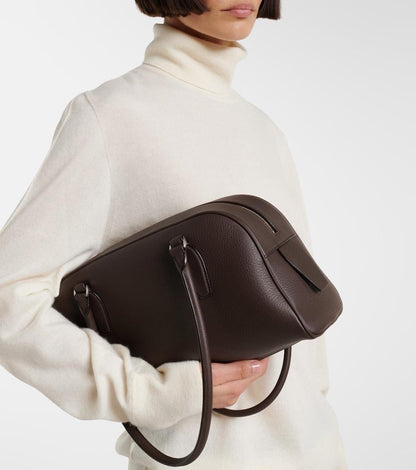 TR E/W India Grained Calfskin Leather Bowling Shoulder Bag