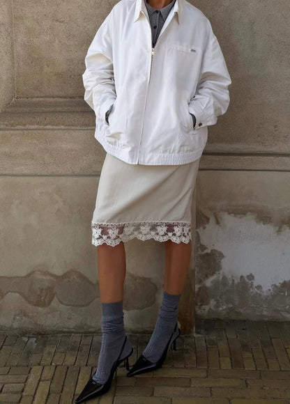 Darling Silk Slip Lace-trim Midi Skirt