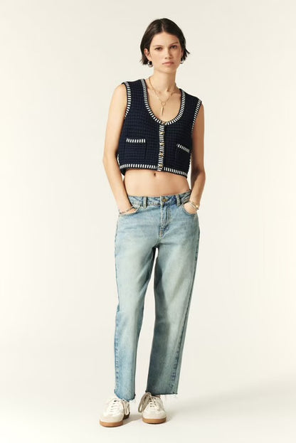 BA Gustave Sleeveless Cotton-blend Knit Cropped Vest