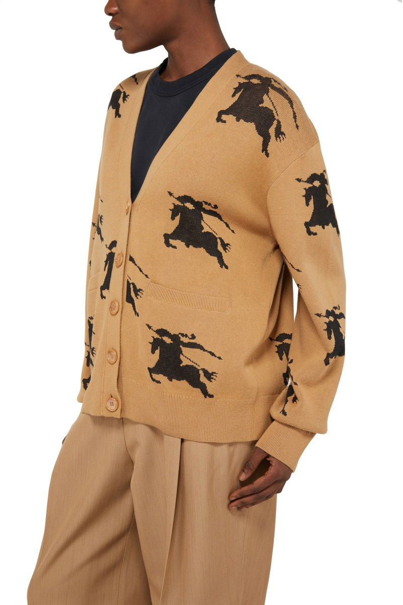 BBR Brittany Cotton Silk All-over Logo Cardigan in Tan EKD