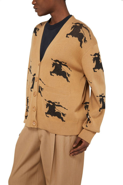 BBR Brittany Cotton Silk All-over Logo Cardigan in Tan EKD