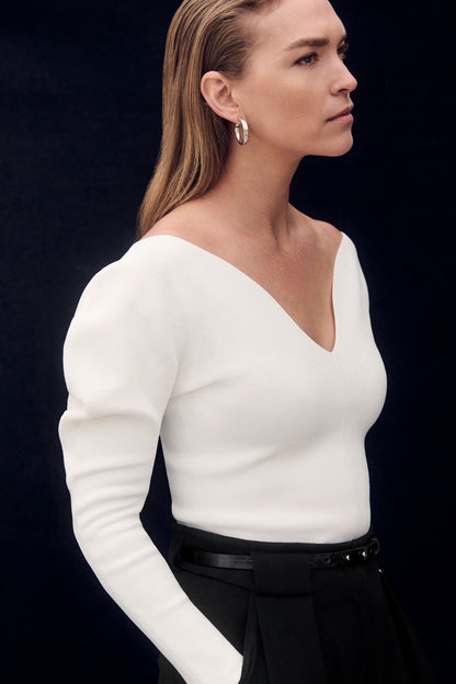 TF Sculpt Knit Bouverie Long Sleeve Sweetheart Top