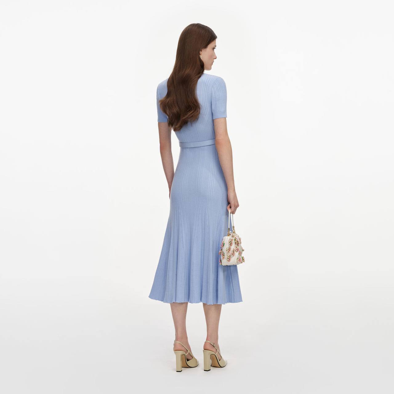SP Blue Ribbed Knit Midi Dress