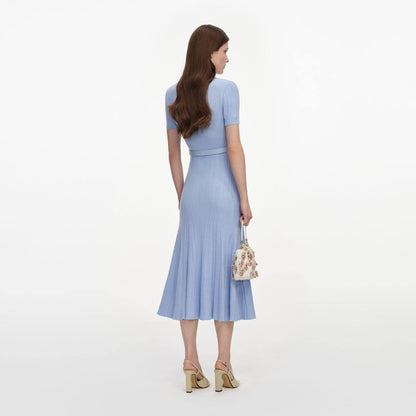 SP Blue Ribbed Knit Midi Dress