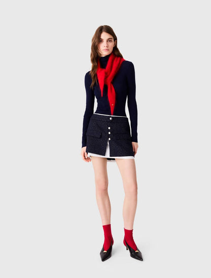 MJ Contrast Tweed Shorts with Suspenders