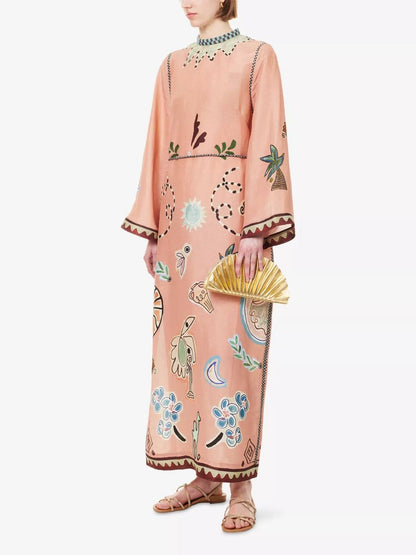 ALM Laurence Belted Linen-Silk Midi Dress