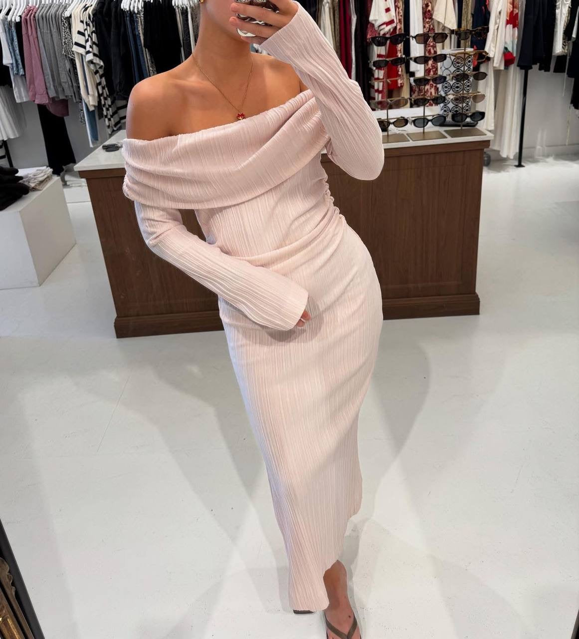 CM Shaw Off The Shoulder Midi Dress