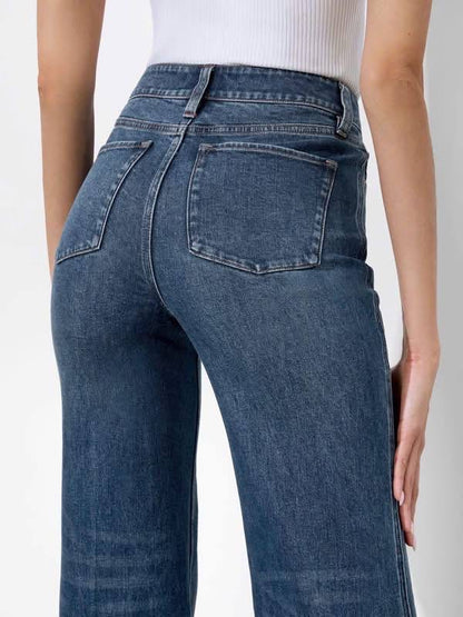 Missa Button-front Stretch-Cotton Denim Flared Jeans