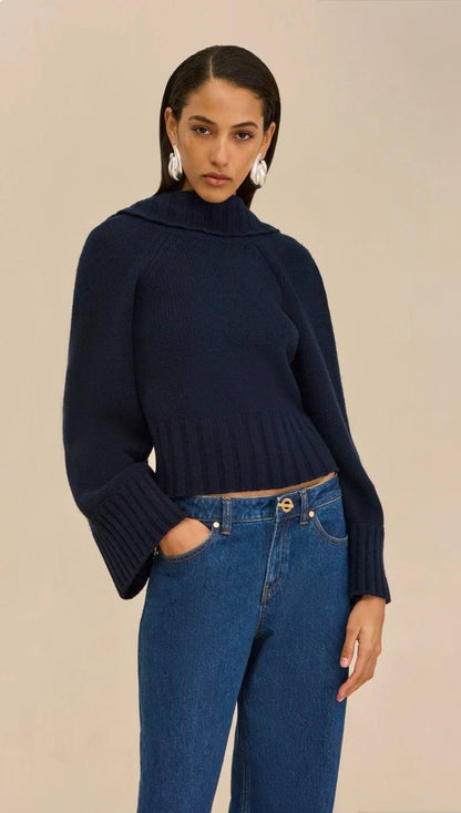 CG Milika Merino Wool-Cotton Cowl Back Sweater