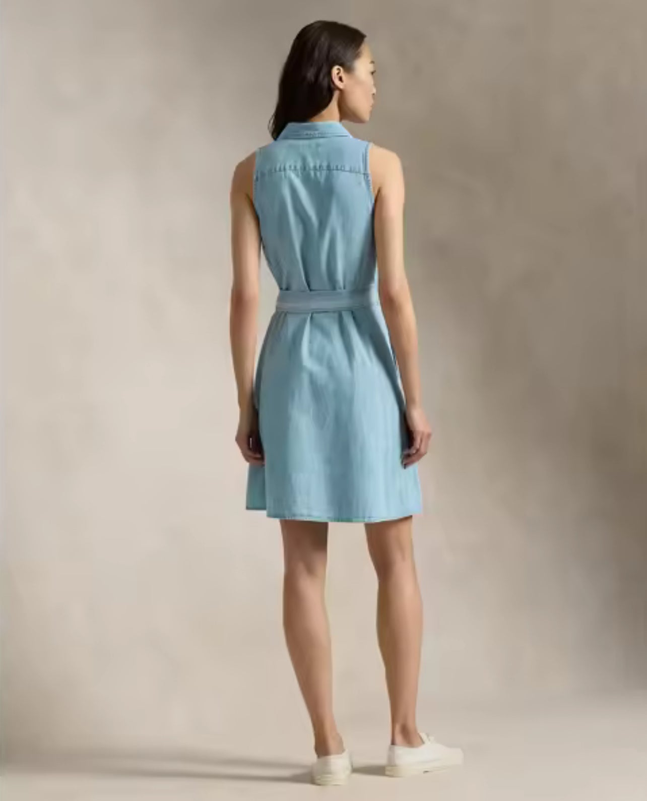 BEST! RL Oxford & Chambray Cotton Sleeveless Shirtdress Mini Dress