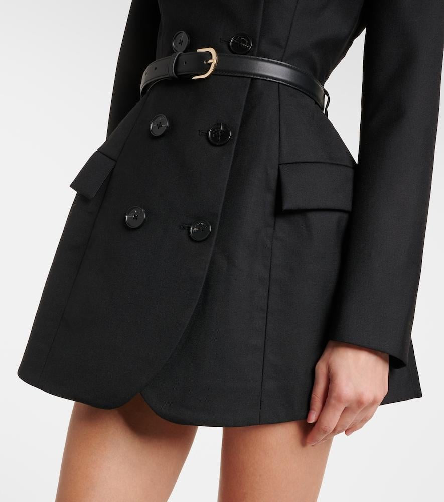 Black Wool Crepe Double-breasted Blazer Mini Dress