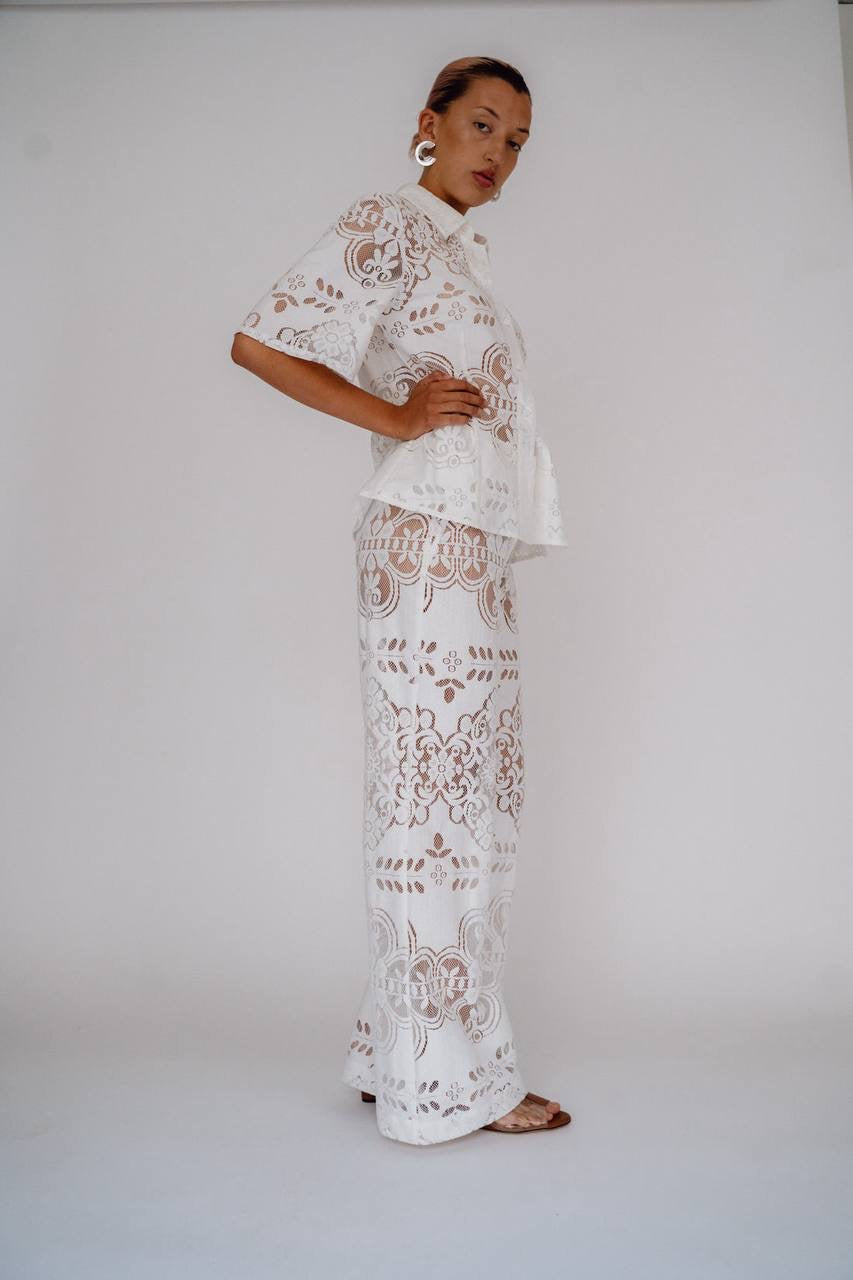 ML Tillie Shirt | Charlie Pants | Sheer Cotton-blend Lace Set