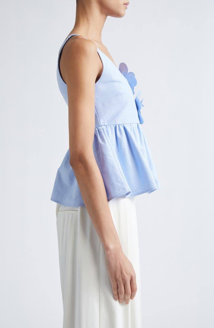 SG 3D Floral Appliqué Peplum Top | Shirt | Mini Skirt | Cotton Set